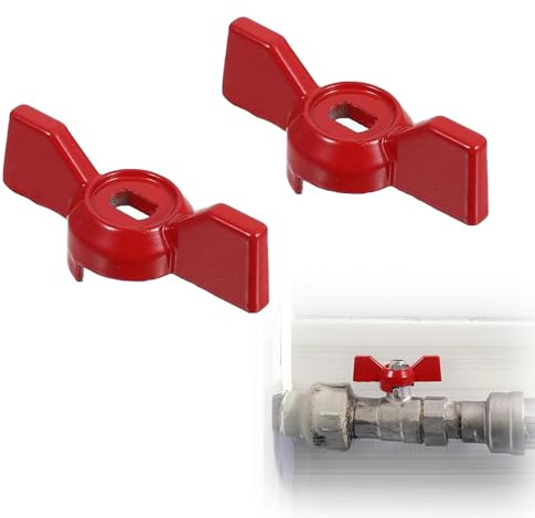 SEABABOO Palanca de válvula de bola (2 unidades, 67 x 23 mm) | Mango de repuesto de metal con forma de mariposa, grifo de agua, válvula de jardín, reparación exterior, color rojo