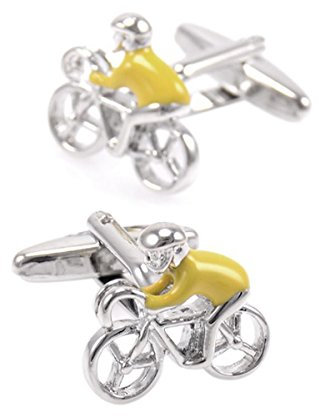 Charles William Yellow Jersey Tour De France Cycling Enthusiast Sports Racing Cufflinks Bike Silver