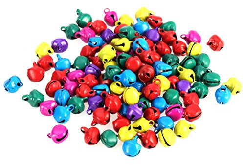 WINOMO Klein Glöckchen Weihnachten Hochzeit Dekoration Glöckchen Schellen Weihnachtsbaum Anhänger 100 Stücke 12mm (bunt)