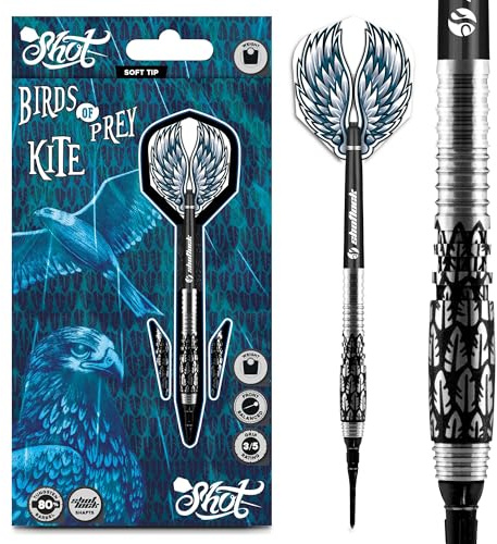 Birds of Prey Kite Soft Tip Dart Set | 80% Tungsten Barrels | Soft Darts mit Schäften und Flights | Präzision und Kontrolle | 20 Gramm