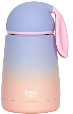 BISOU MAMI® – Termo de Acero para bebés y niños – antigoteo con Aislante de Botella Lea en diseño de diseño – sin BPA Botella con 100% Aislamiento – Termo (Blue Peach)