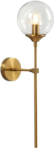 KCO Modo Lighting Applique murale moderne avec abat-jour en verre du milieu du siècle 1 lumière pour chambre à coucher (verre transparent)