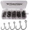 THKFISH 50pcs/boîte Inline hameçons Crochets de pêche en Différante Taille Convient à leurres cuillères #2#1 1/0 2/0 3/0 Noir