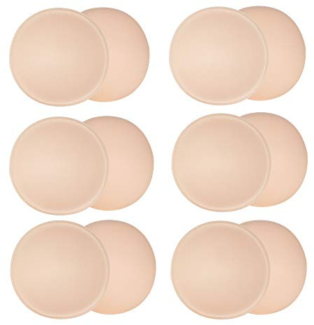 URSMART 6 Pairs Round Bra Inserts Pads, Removable and washable Bra Cups Inserts for Bikinis Top Swimsuit Sport Bra (A/B Beige)