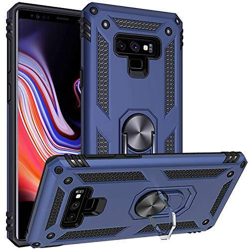 Fetrim Hülle Kompatibel für Galaxy Note 9, doppellagig stoßfest Schutzhülle mit Drehring Ständer für Samsung Galaxy Note 9 Navy blau