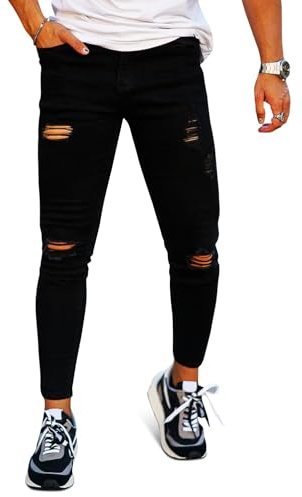 GINGTTO Mens Skinny Jeans Super Stretch Ripped Denim Trousers | Casual,with pockets,Business,Super Stretch,Tapered Leg,Streetwear,Comfortable