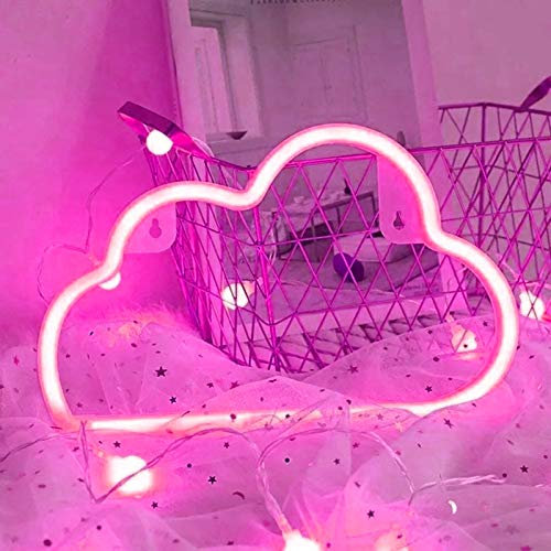 Taeku Letrero de Neón LED, 3D Decoración de Pared Signos Luces de Neón Colgantes USB Para la Iluminación del Dormitorio Fiesta Niños Habitación (Nube Rosa)