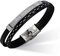 Hanessa Personalisiertes Armband mit Gravur für Männer und Frauen Edelstahl Leder schwarz weiß Silber Länge 21 cm | Personalisierte Armbänder mit Namen Herren Damen
