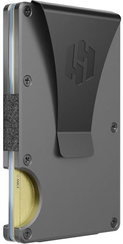 Hayvenhurst Schlanke minimalistische Fronttasche RFID-blockierende Metallgeldbörsen für Männer mit Geldklammer Eisen S Minimalistisch