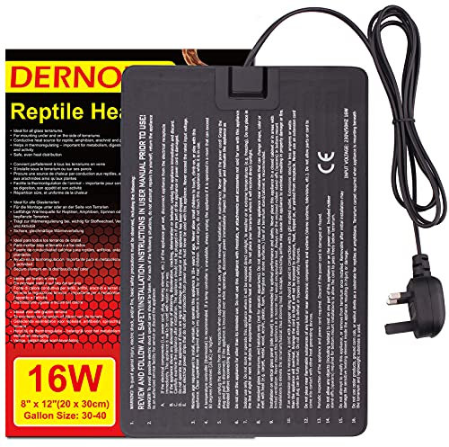 DERNORD Heat Mat Reptile 16W - Heating Pad Reptile for Snake Terrarium Vivarium Bearded Dragon Bird Heater Tortoise Accessories