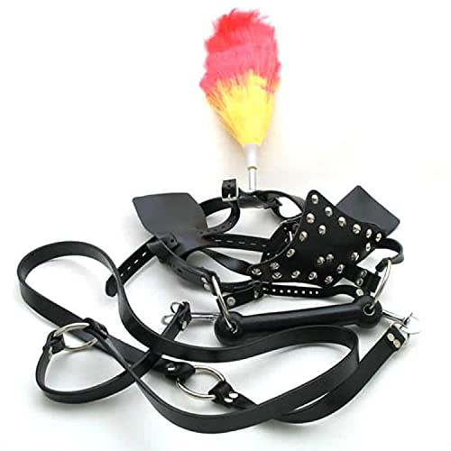 Bondage Masters Bit Gag with Reins & Blinkers and Head Feathers, Horse Armet