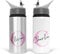 Print Maniacs Personalised Water Bottle School Sport Drink 600ml Leakproof Spill Proof Aluminium Hot Cold Flip up Kid Boys Girls Biking Gift Initial (Pink)