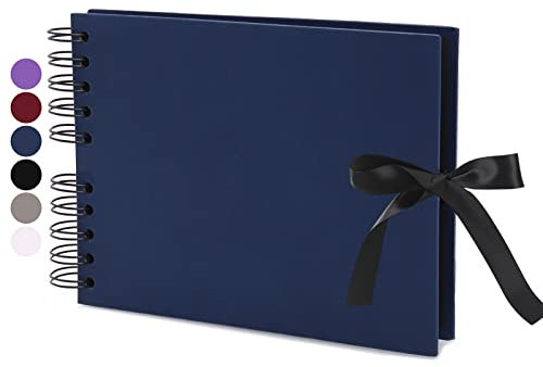 Vienrose Fotoalbum Zum Selbstgestalten 24 x 17 cm DIY Fotobuch 40 Seiten Seidenband Bastelpapier Album für über 80 10x15 Fotos Baby Familie Valentinstag Geburtstag Jahrestag Geschenk