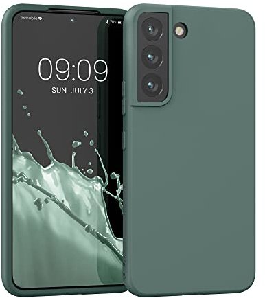 kwmobile Hülle für Samsung Galaxy S22 TPU Case - Handyhülle unterstützt kabelloses Laden, Flexible Schutzhülle, gummiertes Cover in Blaugrün