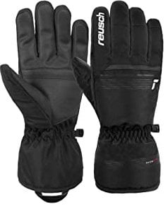 Reusch Herren Snow King Garantiert Winddichte und Extra Atmungsaktive Unisex Winterhandschuhe Fingerhandschuhe Schneehandschuhe Skihandschuhe Herren Damen, schwarz-weiß, 9,5