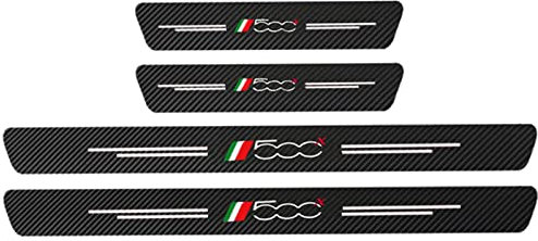 LNHJZ 4 Pezzi Car Adesivi Soglia Fibra Carbonio per Fi-at 500 500X 500L Tipo Punto Bravo Panda Stilo, Battitacco Pedal Stickers AntiGraffio Pellicola Protettiva, Auto Styling Accessori,500X