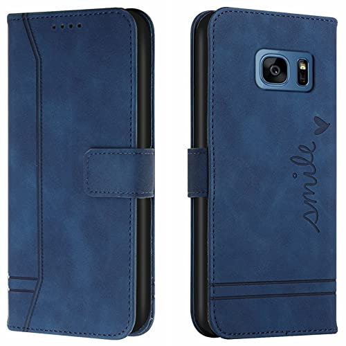 Lihondar Kompatibel mit Samsung Galaxy S7 Hülle, Handyhülle Samsung S7, S7 Leder Klappbar Schutzhülle Tasche Wallet Brieftasche [Standfunktion] Cover Flip Case für Samsung S7 Klapphülle (Blau)