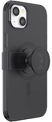 PopSockets iPhone 14 Plus Case with Phone Grip and Slide Compatible with MagSafe, Phone Case for iPhone 14 Plus, Wireless Charging Compatible - Translucent Black