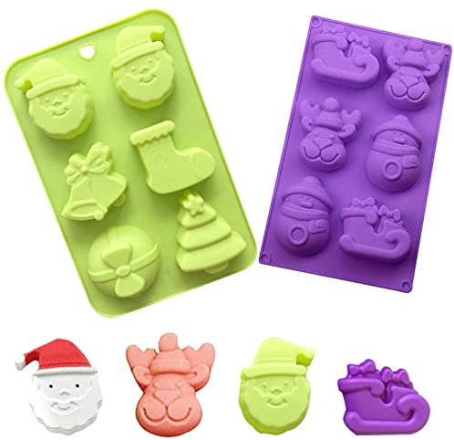 2 Stück Weihnachten Silikonform, Weihnachten Seifenform, Seifen Schokoladen Cake Pudding Jelly Mould, Backformen, Weihnachts Fondant Formen mit Form von Weihnachtsmann/Schneemann/Rentier