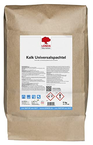LEINOS Kalk-Universalspachtel 683, weiß – Mineralische Spachtelmasse für Wand & Decke innen, atmungsaktiv, schimmelhemmend, lösemittelfrei, glättbar & strukturierbar, auf Putz, Lehm, Gips – 5 kg