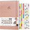 Clever Fox Lehrerplaner, Schuljahresplaner mit Kalendern und Unterrichtsplänen, Lehrerplan-Buch für Klassenzimmer und Heimschule, undatiert, A5-Größe, Hardcover (Roségold)