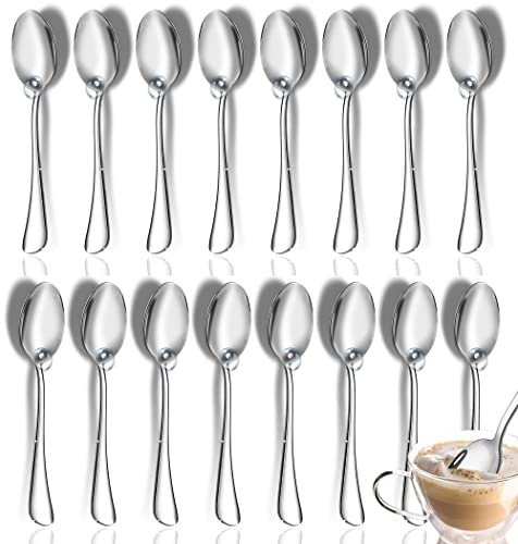 Kaffeelöffel, Mini-Espressolöffel, Set mit 16 hochwertigen Löffeln aus Edelstahl in Lebensmittelqualität, Besteck-Set, Teelöffel, Dessertlöffel, 14 cm, spiegelnde Oberfläche und spülmaschinenfest