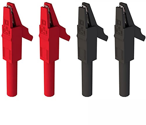 Greluma 4 Pz Morsetto a coccodrillo, morsetto a coccodrillo in rame con protezione in plastica completa per spina a banana maschio da 4mm