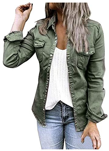 Veste d'Été Élégante en Jean pour Femme - Cintrée Stretch à Manches Longues - Cardigan Léger Vintage en Denim