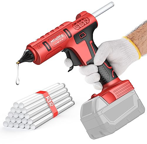 100W Hot Glue Gun for Milwaukee 18v Battery, Wireless Battery Powered Cordless Glue Gun for m18 Battery, Heavy Duty Full Size Glue Gun with 20pcs 0.43'' Glue Sticks for Crafts DIY & Repairs(Tool Only)