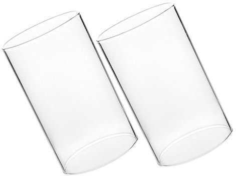 Artibetter 2 Pièces Décoration De La Maison Décor De Table À Manger Cylindre Abat-Jour Clair Bougie Tube Nuances Cylindres De Bougie en Verre Bougeoir en Verre Couvre Verre Transparent 15C