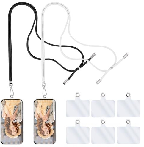 Bremorou 2 Stück Handykette Universal Handy Schnur Zum Umhängen Handy Umhängeband Smartphone Umhängeband Handyschnur Schlüsselband Mit 6 Universelles Pad Für Alle Smartphone Einstellbar Und Abnehmbar