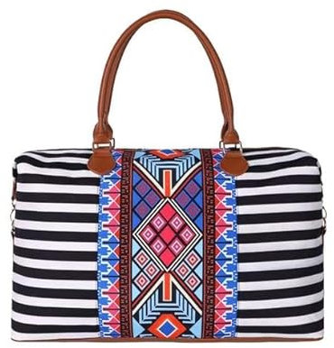 Thomas & Lee Bunte Azteken-Wochenend-Reisetasche mit Segeltuch- und Ledergriff, 55,9 cm breit, Geschenk, für den täglichen Gebrauch, Aztec, Einheitsgröße