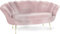 WFL GROUP Samt Muschel Sofa mit Golden oder Silber Metallbeinen - Weicher 2-Sitzer Couch für Wohnzimmer - Elegant Polstersofa Muschelform - Soft Cloud Set - Golden Beinen - Rosa