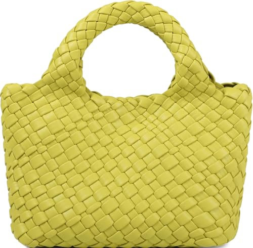 NOBLIFE Gewebte Crossbody-Tasche für Damen, super süße kleine Tasche, Geldbörse, quadratisch, ultraweich, Handtasche mit abnehmbarem Riemen, Grasgrün, Small, Gewebt