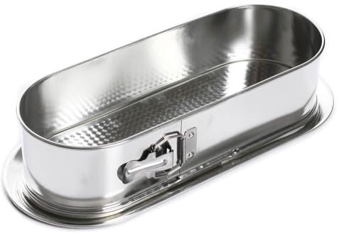 BirnePower Springform Backform Kuchenform Kastenform Tortenform mit Flachboden Käsekuchenform Blechform Zinkblech Silber rechteckig 34 x 12 cm