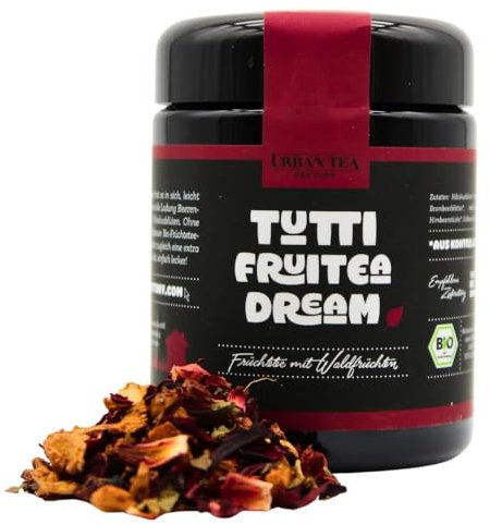 Urban Tea Factory | Bio Teemischung | Tutti Fruitea Dream | Bio Früchtetee mit Waldfrüchten im Violettglas | 50g | loser Premium Bio-Tee | 100% natürlich | vegan