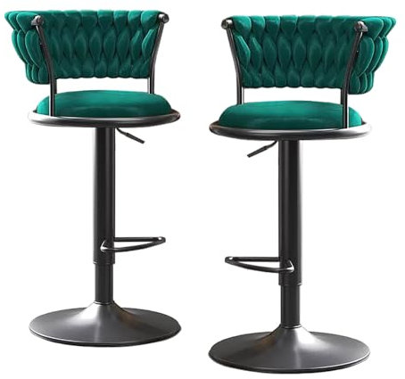 Taburetes de bar Taburetes de bar giratorios, juego de 2 taburetes de bar de altura ajustable para mostrador de elevación aérea, cocina, comedor, cafetería, silla de bar de terciopelo hidráulico con