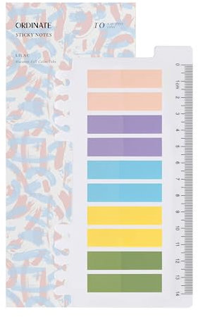 Ordinate 200 Stück Haftnotizen Tabs, Gray Stile Pagemarker Selbstklebend Pastell Beschreibbare Haftstreifen Klebezettel mit Lineal für Seitenmarkierung Lesezeichen (D-200 Stück Lilac)
