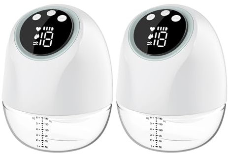 MOMMED Doppel Milchpumpen, 25mm Milchpumpe Elektrisch mit 4 Modi, 10 Stufen, 180ml Milchpumpe Elektrisch Tragbar mit großem Fassungsvermögen, Breast Pump, Zusätzliche 18mm/22mm Flanscheinsätze