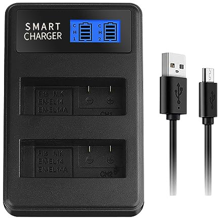 Chargeur USB double USB EN-EL14 LCD pour P7000 P7100 P7700 P7800 D3100 D3200 D3300 D5100 D5200 D5300 D5500 Appareil Photo USB Chargeur universel pour batterie d'appareil photo