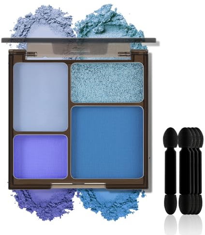 Apooliy 4 colori di ombretto in polvere, palette di ombretti impermeabili con applicatore di ombretto, trucco per gli occhi altamente pigmentato e di lunga durata