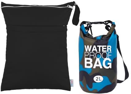 ALVABABY Dry Bag 2L Wasserdichte Tasche mit Wetbag nassbeutel schwimmen,Wasserdichter Beutel Roll-Top Wasserfester Rucksack Packsack Waterproof Drybag,Schwimmen Strand Baden Kanu 2WFL06-DE