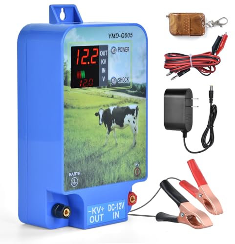 15 km Elektrischer Zaun für Tiere, 2J Elektrischer Schäferhund mit LED-Display, elektrischer Zaun für Hühner, Schafe, Schweine, Füchse, Kühe, für landwirtschaftliche Unternehmen