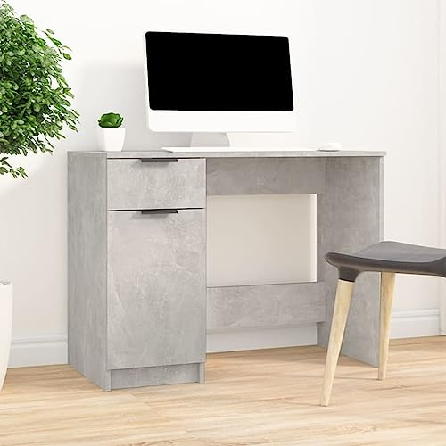 Myheimly Schreibtisch Computertisch Arbeitstisch Bürotisch PC Tisch Büro Laptoptisch Büromöbel Arbeitszimmer 100x50x75cm Holzwerkstoff Betongrau