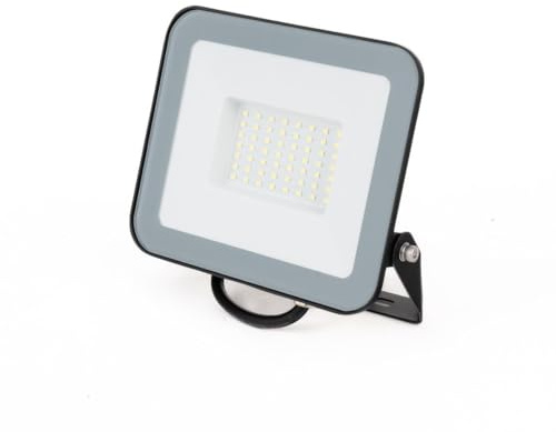 V-TAC LED-Scheinwerfer - Samsung - IP65 - Schwarzes Gehäuse - 1 Meter Kabel - 50 Watt - 4270 Lumen - 6500K - 5 Jahre, Schwarz