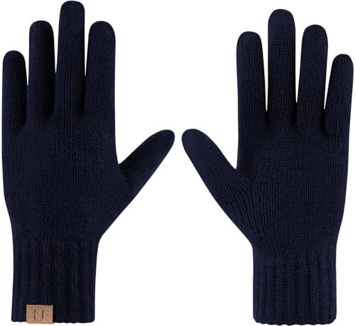 normani Merino Winterhandschuhe Thermohandschuhe Warme Strickhandschuhe mit Fleecefutter für Herren und Damen One Size Farbe Marine2