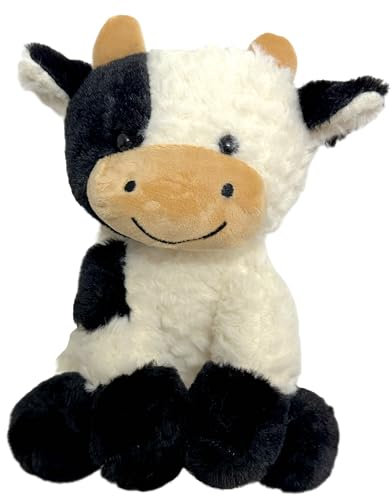 GYHWOFUL Kuscheltier Kuh 22CM, Niedliches Kuh Stofftier Spielzeug, Weiches Flauschiger Schwarz Weiß Kuh Plüschtier, Plüsch Stuffed Animals, Geschenke für Kinder Jungen Mädchen, Home deko Sitzposition