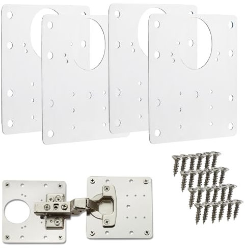 SOTECH 4 x placas de reparación para bisagras de cazoleta, acero inoxidable 90 x 90 x 0,53 mm, juego de reparación para bisagras de cazoleta con Ø35 mm, bisagra de cazoleta bisagra de cazoleta