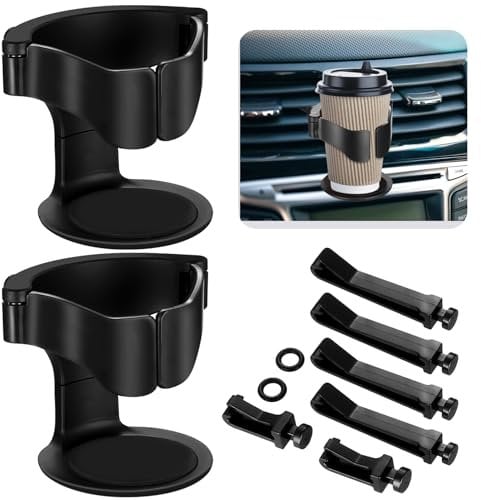 2 STK Auto Getränkehalter Auto Lüftung, Auto Becherhalter Auto Flaschenhalter, Verstellbarer Universell Getränke Halter Auto Aschenbecher, für Getränkedose Kaffeebecher Halterung/8.5x9.6cm, Schwarz