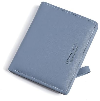 Skyearman Portefeuille Femme en Cuir Petit à Fermeture Éclair Porte Monnaie Femmes Slim Court Portefeuilles avec 7 Emplacements de Carte (Bleu)